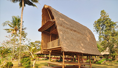 用竹子打造成的一个梦幻般特色竹屋建筑 绿色竹房子贴近自然
