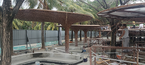 海南三亚艾迪逊酒店 特色竹编景观项目 正在如火如荼的施工中