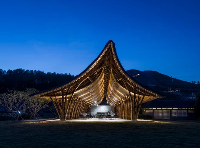 越南特色竹建筑之恒安尹渭参观中心案例鉴赏 竹结构 竹廊