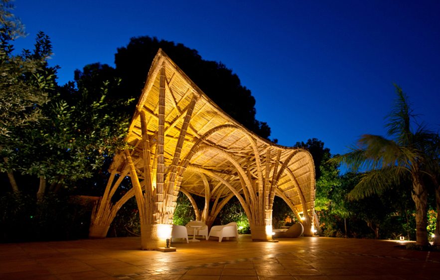 一个30平米的特色竹景观建筑却为能为游客抵挡夏日阳光 竹建筑 竹亭 竹编建筑