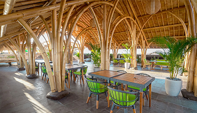 生态轻盈的竹餐厅，竹结构酒吧 竹亭 竹建筑